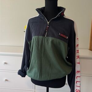 Perry Ellis Navy and Green Quarter-Zip Jacket